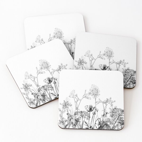 Item preview, Black White Wild Flowers Botanical Pattern Illustration Vintage designed and sold by Quirkle Berry.