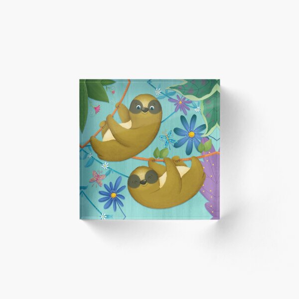 sloth in the jungle Acrylic Block