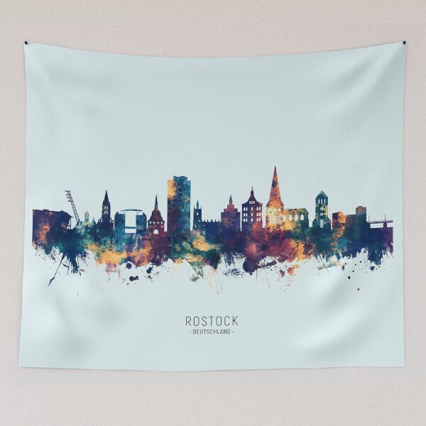 Item preview, Rostock Germany Skyline designed and sold by ArtPrints.