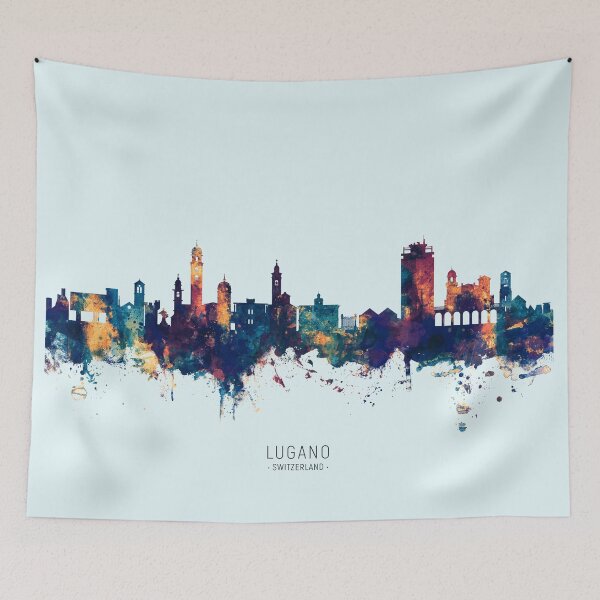 Item preview, Lugano Switzerland Skyline designed and sold by ArtPrints.