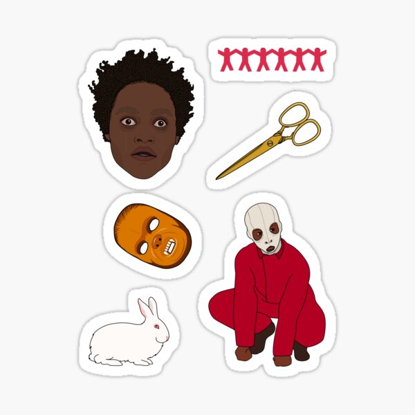 Aperçu de l'œuvre Ensemble d'autocollants Us de Jordan Peele créée et vendue par Horrorshow Art.