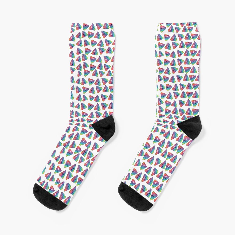 Rainbow Poop Pattern Emoji Socks