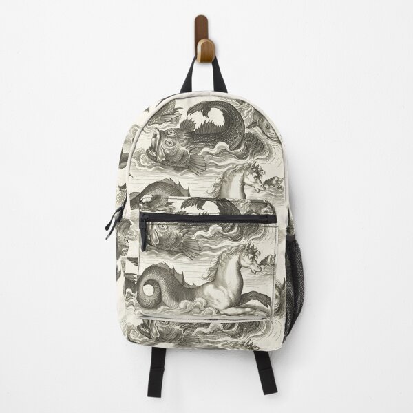 Item preview, MEDIEVAL BESTIARY,Black White Fantastic Aquatic Animals and Sea Horse of Neptune designed and sold by BulganLumini.