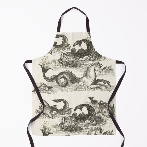 Item preview, MEDIEVAL BESTIARY,Black White Fantastic Aquatic Animals and Sea Horse of Neptune designed and sold by BulganLumini.