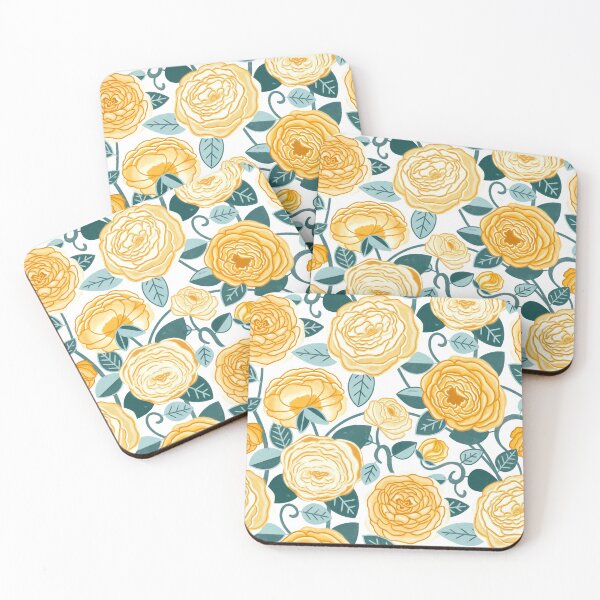 Item preview, Teal & Mustard Climbing Rosa Vines  designed and sold by TigaTiga.