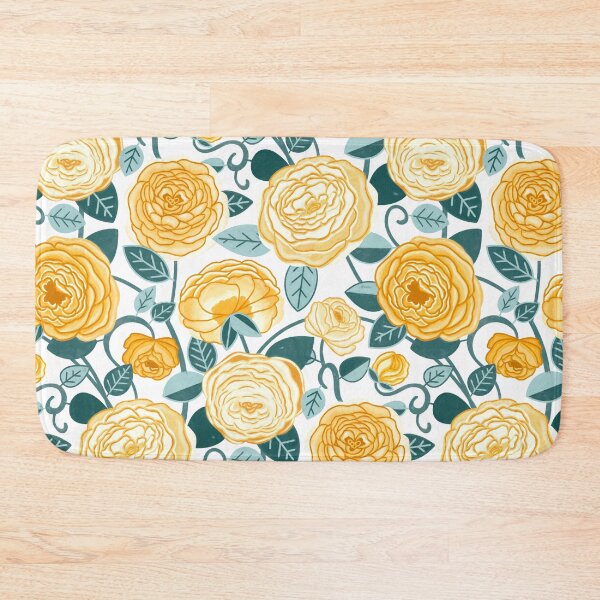 Item preview, Teal & Mustard Climbing Rosa Vines  designed and sold by TigaTiga.