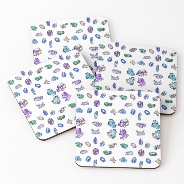 Item preview, Crystals 1 - Gemstones Watercolor Pastel White designed and sold by Quirkle Berry.