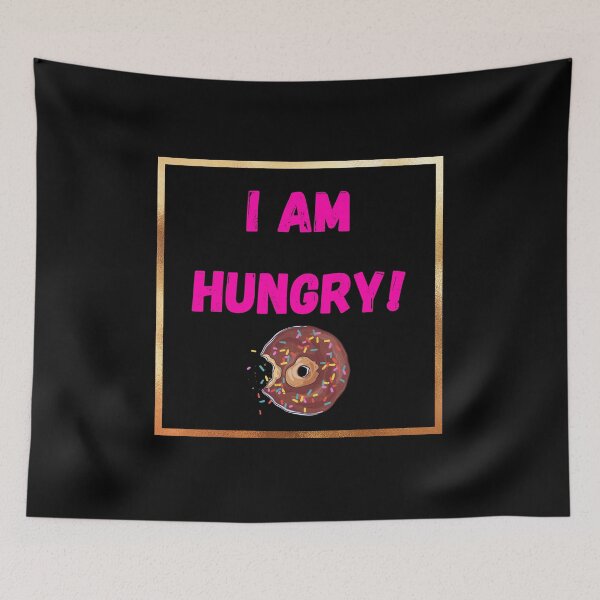 Item preview, I am hungry pink letters and golden frame gift idea for hungry person designed and sold by conceptDVS.