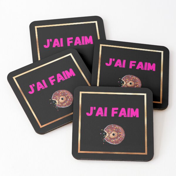 Item preview, j'ai faim I am hungry in French  pink letters and golden frame gift idea for hungry person designed and sold by conceptDVS.