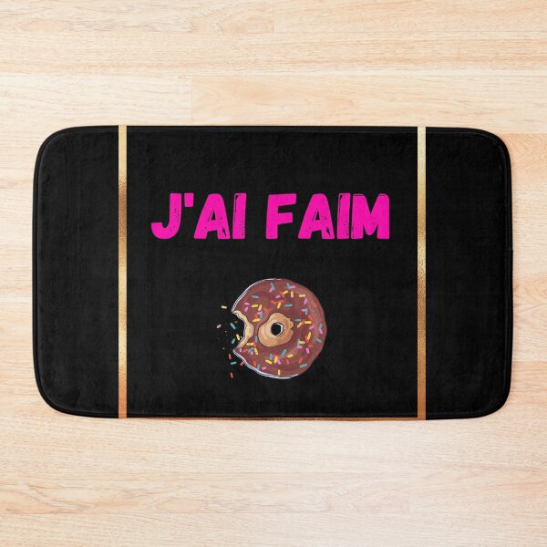 Aperçu de l'œuvre j'ai faim j'ai faim en lettres roses et cadre doré idée cadeau pour personne affamée créée et vendue par conceptDVS.