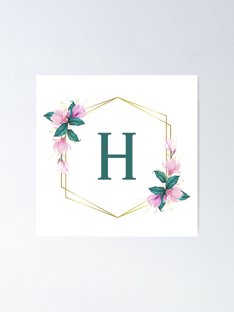 floral-letter-h-poster-for-sale-by-lamv-redbubble for Free Printable Floral Banner Letters Floral Letter H