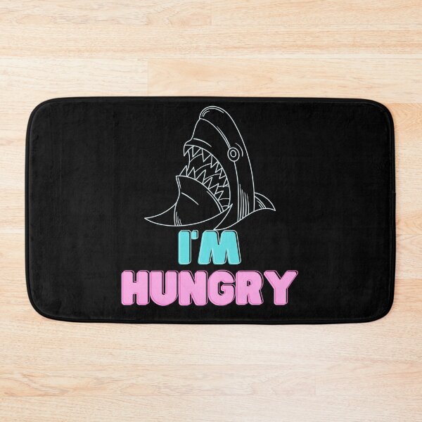 Item preview, I am hungry funny hungry angry funny shark gift idea for shark lover pink blue bubble letters designed and sold by conceptDVS.