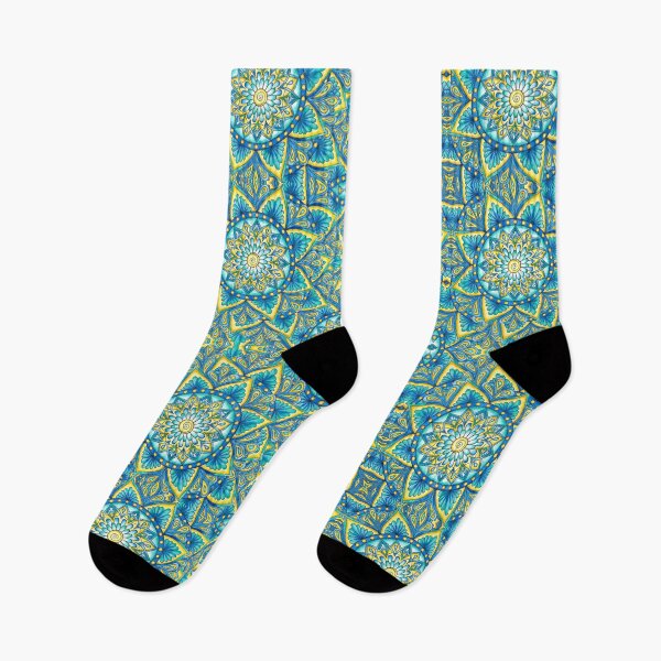 Item preview, Floral Blue Yellow Mandala Pattern designed and sold by Sunfreestar.
