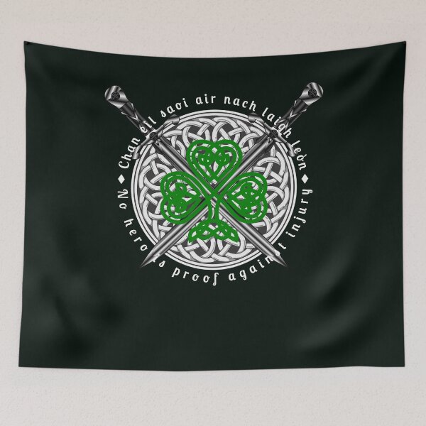 Item preview, Celtic Irish Knots Circle Ireland Pride Swords Gaelic Quotes No Hero Is Proof Against Injury designed and sold by TopTeeShop.