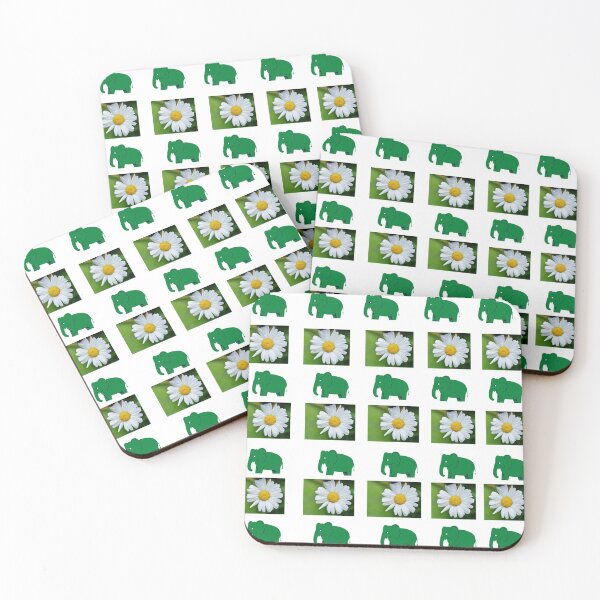 Item preview, Green Elephant and White Daisy Flower designed and sold by Cultradesign.