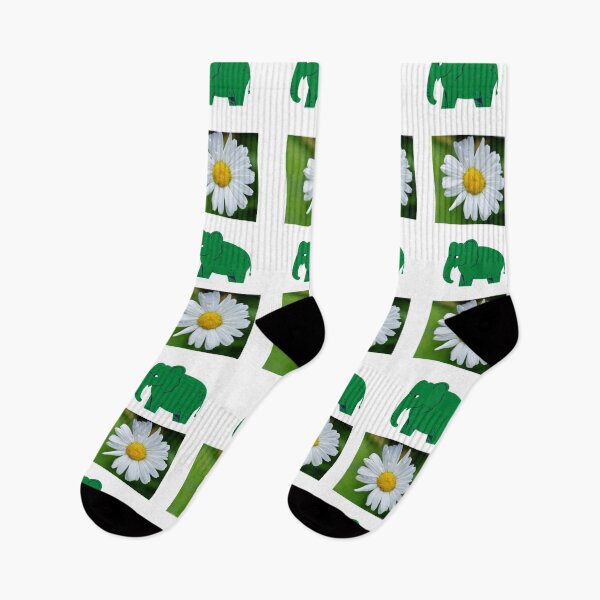 Item preview, Green Elephant and White Daisy Flower designed and sold by Cultradesign.