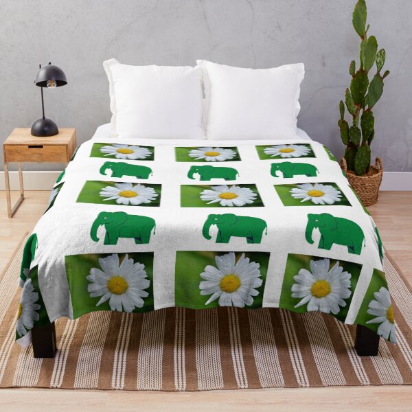 Item preview, Green Elephant and White Daisy Flower designed and sold by Cultradesign.