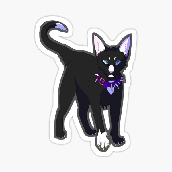 202735 - safe, artist:reruririreruro, scourge (warrior cats), cat, feline,  mammal, feral, warrior cats, 2021, anime, black body, black fur, black  hair, blood, claws, fur, hair, male, open mouth, purple collar, sharp teeth