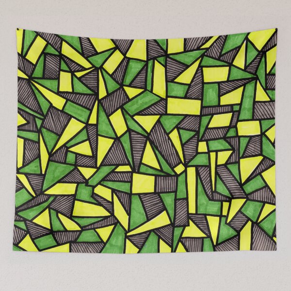 Item preview, Stained Glass Geometric Pattern in Green and Yellow designed and sold by Harriet Linton.