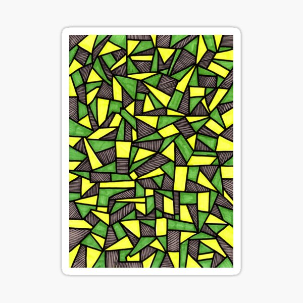Stained Glass Geometric Pattern in Green and Yellow Sticker