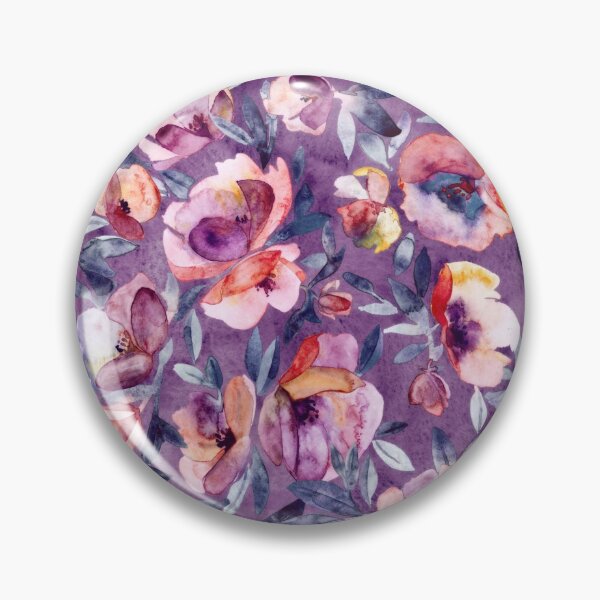 Item preview, May Afternoon - a watercolor floral in purple and peach designed and sold by micklyn.