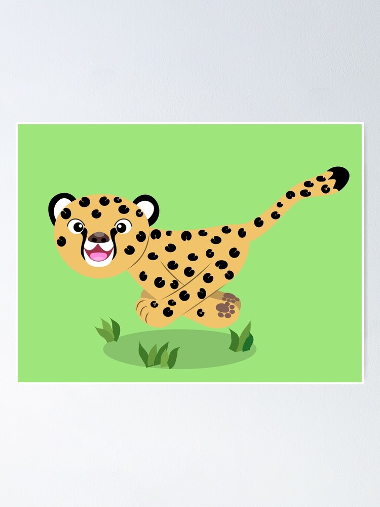 Cute baby cheetah running cartoon illustration Cute baby cheetah running cartoon illustration