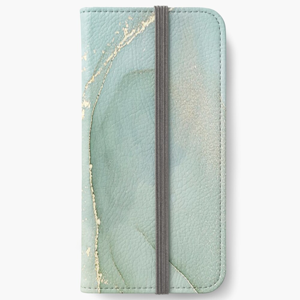 Soft Green Marble With Gold iPhone Wallet