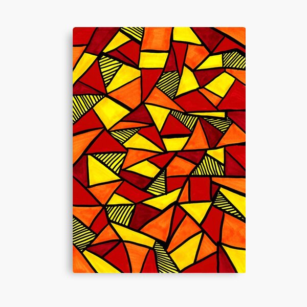 Stained Glass Geometric Pattern in Red and Yellow Canvas Print