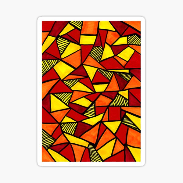 Stained Glass Geometric Pattern in Red and Yellow Sticker