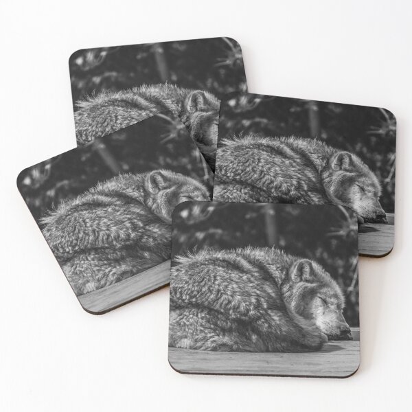 Item preview, Sleeping Grey Wolf In Black & White designed and sold by CClarkePhotos.
