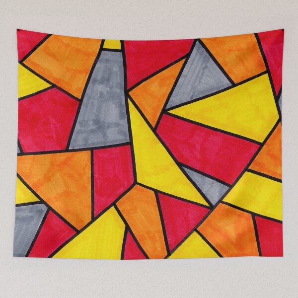 Item preview, Stained Glass Geometric Pattern in Red, Yellow and Orange designed and sold by Harriet Linton.