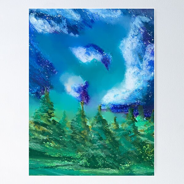 Item preview, blue sky and spruce green forest designed and sold by DaryaGeft.