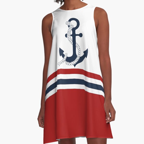 Item preview, Nautical blue anchors with red, blue and white stripes designed and sold by IoanaHraball.