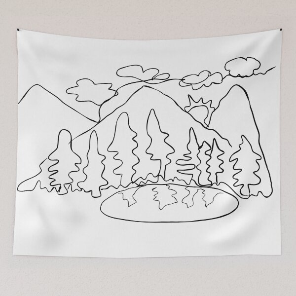 Aperçu de l'œuvre Montagnes lineart créée et vendue par cardboardworld.