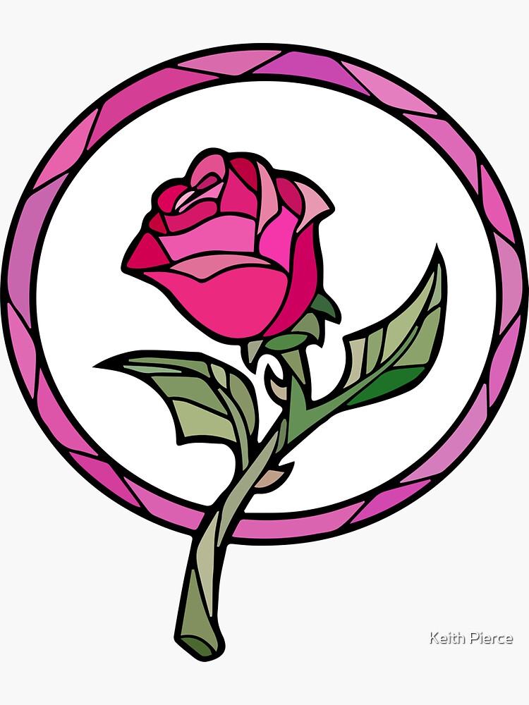  Stained Glass Rose Beauty And The Beast Sticker For Sale By 