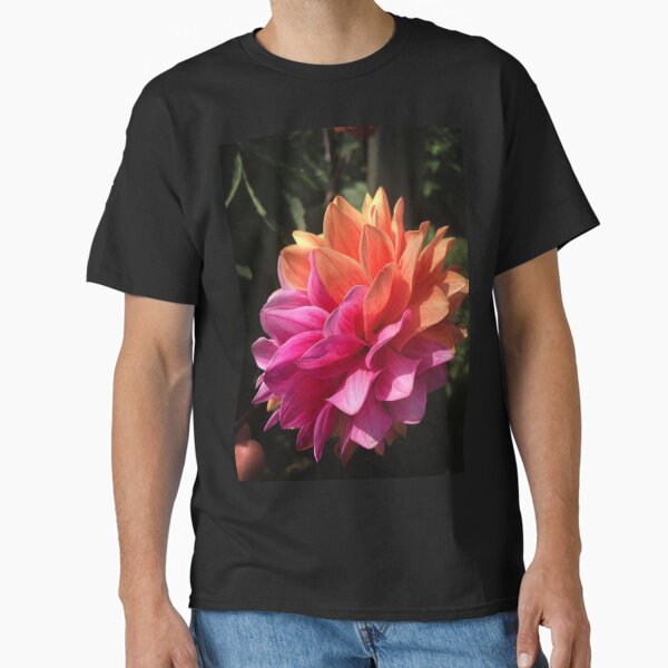 Item preview, Rare Half Pink Half Orange Dahlia Flower side profile 036 designed and sold by Bees-n-Flowers.