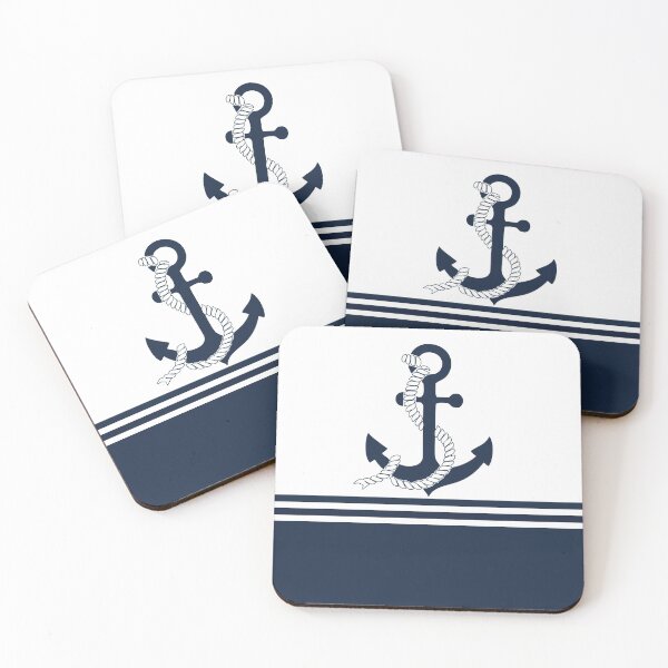 Item preview, Nautical blue anchors with blue and white stripes designed and sold by IoanaHraball.