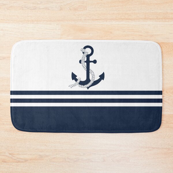 Item preview, Nautical blue anchors with blue and white stripes designed and sold by IoanaHraball.