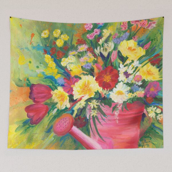 Item preview, Colorful Flower Explosion in Pink Water Pail Print designed and sold by LindaZArtist.