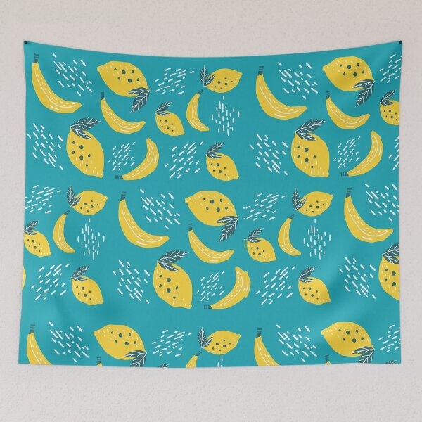 Item preview, Turquoise banana and lemon fruit pattern gift design designed and sold by Michael Schmidt.