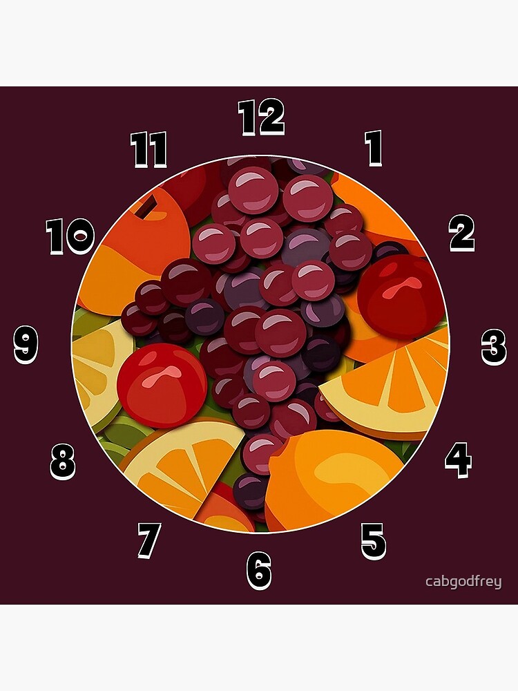 Uhr for Sale mit Dekorative Obst Küchenwanduhr von cabgodfrey