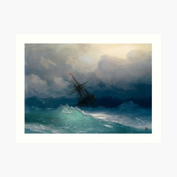 Ship on Stormy Seas by Ivan Aivazovsky Art Print