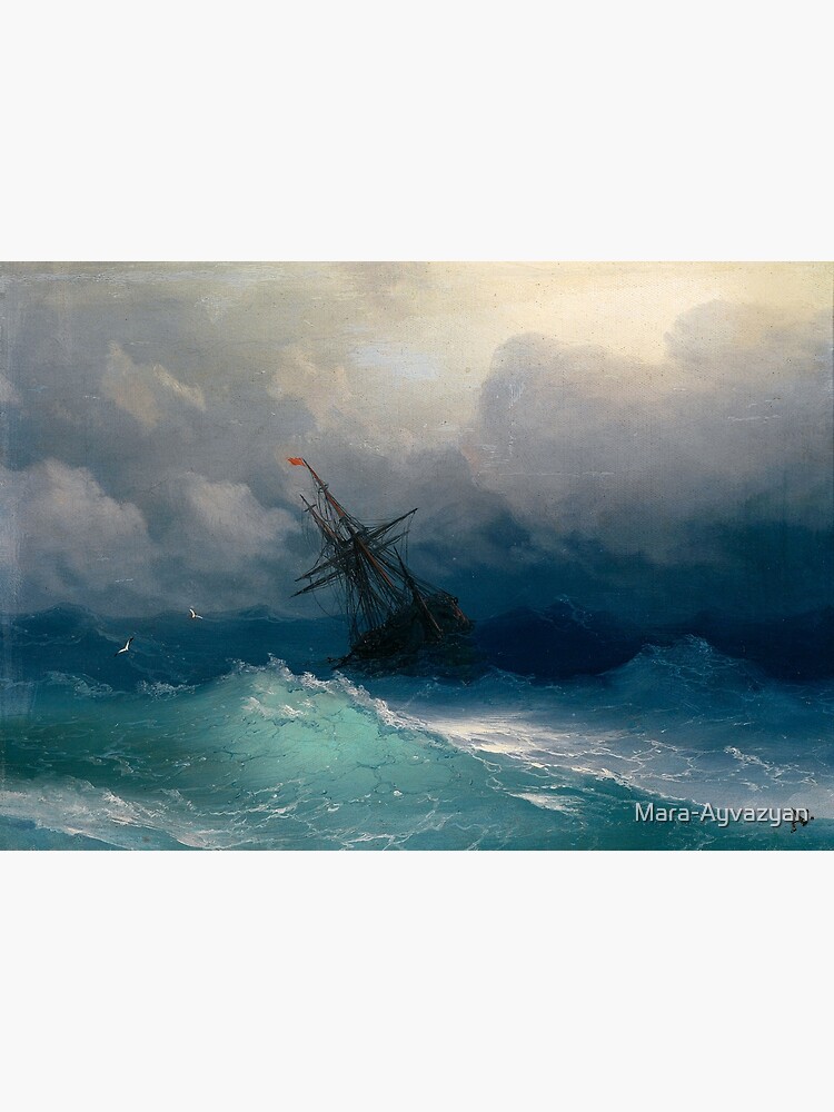 Ship on Stormy Seas by Ivan Aivazovsky by Mara-Ayvazyan