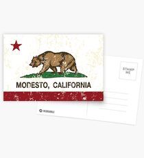 Modesto California Republic Flag Distressed Postcards Modesto California Republic Flag Distressed Postcards