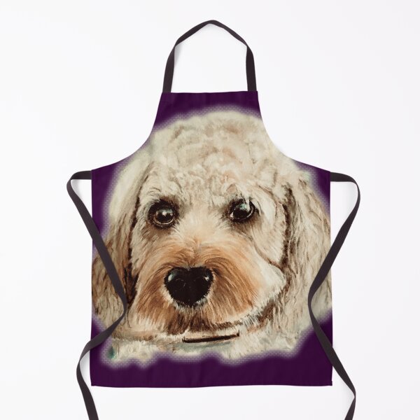 Item preview, Cavapoo dog hand painted on plum background designed and sold by Jennifer Morcom.