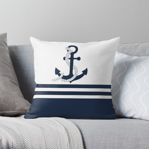 Nautical Throw Pillow Set of 4, Coral Starfish Anchor Stripes Pillows,  Coastal Decor in Blue and White, Pillow Cover Bundle Sale 