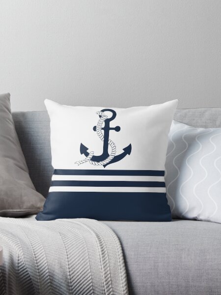 Item preview, Nautical blue anchors with blue and white stripes designed and sold by IoanaHraball.