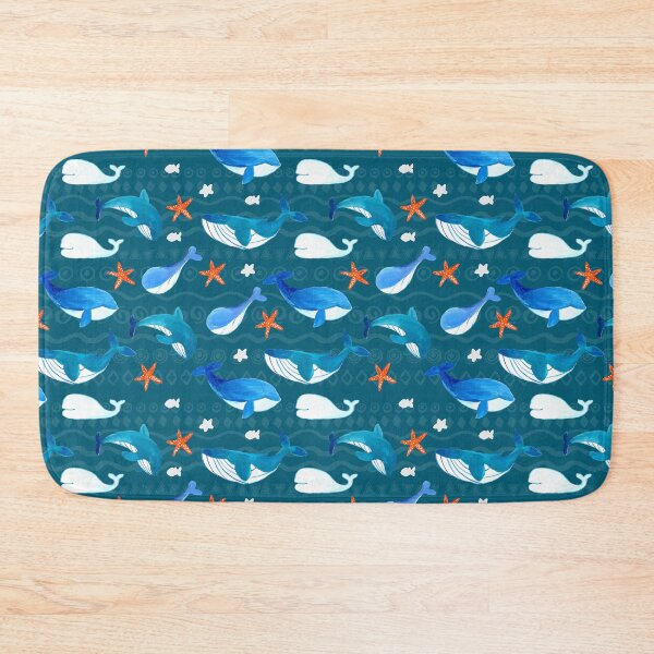 Item preview, Blue Whale and Fishes Marine Pattern designed and sold by MGdezigns.