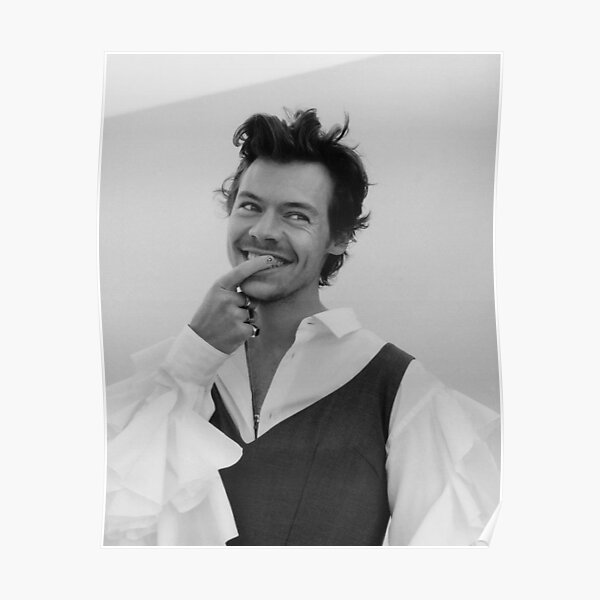 smiley harry nails black white Poster
