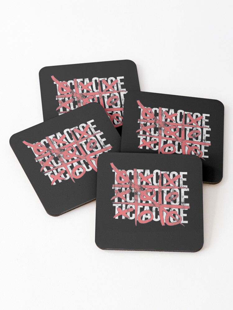Distressed Tic Tac Toe Text X And O Graphic Board Game Coasters Set Of 4 By Dewinnes Redbubble